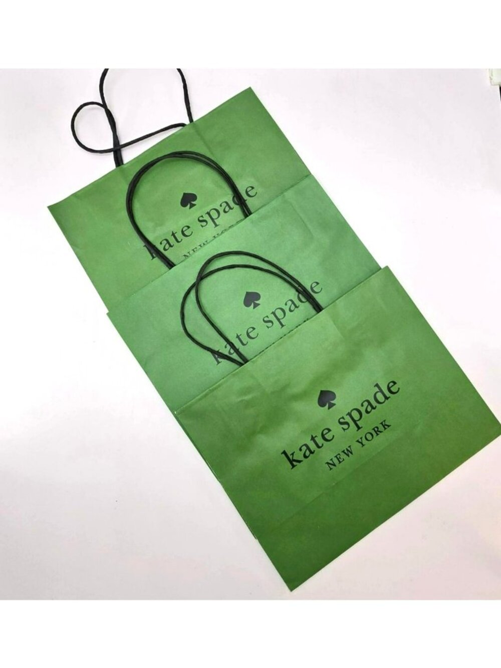 Kate Spade Green Paper Shopping Bags With Black Handles - Set Of 3 VR9003